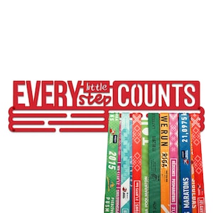 Every Little Step Counts  – United Medals Sports Medal Hanger Display – Red Powder Coating