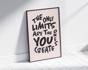 Gli unici limiti sono quelli che crei – Poster motivazionale per la corsa – Beige e nero (diverse misure)