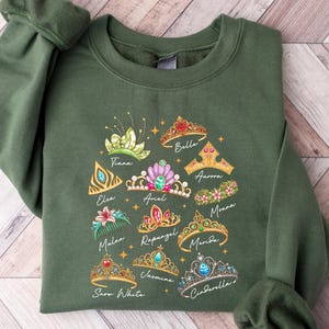 Princess Crowns T-Shirt, Disney Princess Sweatshirt, Cinderella Elsa Ariel Belle Sweatshirt, Disney Girls Trip, Disney Matching T-Shirt bild 1