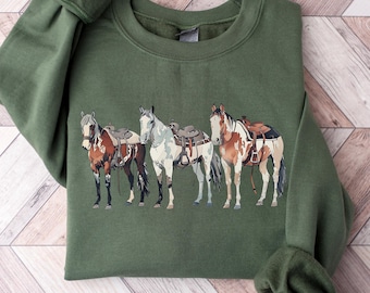 Western Horses Sweatshirt, Horse Lovers Gift, Cute Women Western Gift, Cowgirl Gift, Cute Western Horses, Cute Women Gift, Rodeo Hoodie
