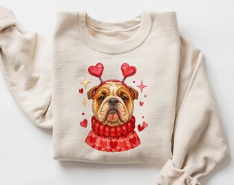 Bulldog Valentines Sweatshirt, Bulldog Shirt, Bulldog Owner Gift, Dog Lover Sweater, Bulldog Mom Tee, Dog Gift, Valentine Dog Sweatshirt
