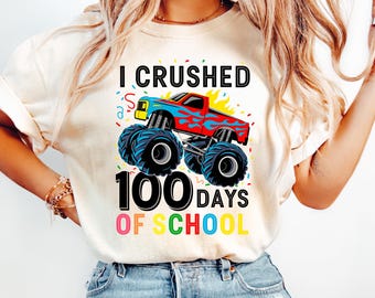 Camiseta "I Crushed 100 Days of School", camiseta "100 Days of School", camiseta "100 Days Celebration", sudadera de regreso a clases, camiseta escolar para niños
