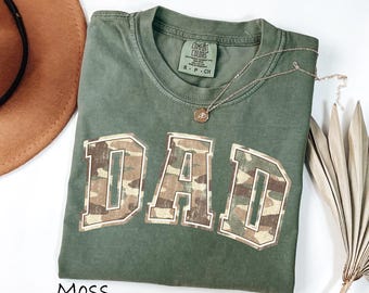 Comfort Colors® Camouflage Dad Shirt, Fathers Day Gift, Dad Shirt, Retro Daddy Shirt, Gift For Dad, Varsity Dad Shirt, Duck Camo Dad Shirt