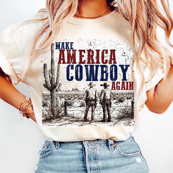 Make America Cowboy Again Comfort Colors Rodeo Shirt,Western Shirt, Country Shirts,Bucking Bronco,America Cowboy Shirt,Gift for Women Shirt