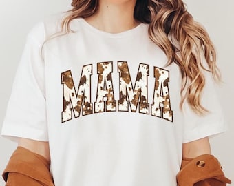 Mama Western T-shirt, Western Mama T-Shirt, Cowhide Mama Shirt Retro Mama Varsity Shirt, gift for mothers Day, Women's Shirt, Country Gift