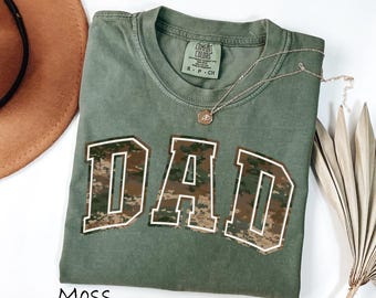 Comfort Colors® Camouflage Dad Shirt, Fathers Day Gift, Dad Shirt, Retro Daddy Shirt, Gift For Dad, Varsity Dad Shirt, Duck Camo Dad Shirt