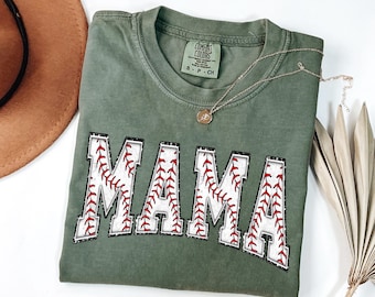 Comfort Colors® Women's Baseball Mama Tshirt For Game Day - Baseball Mom T-Shirt - Baseball Tee For Mother's Day Gift - Sports Mom T Shirt