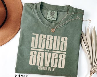 Comfort Colors® Retro Jesus Saves USA T-shirt, Christian Patriotic Shirt, Religious 4th Of July Gift,USA Jesus Tee, Red White And Blue Shirt
