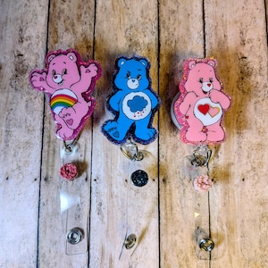 Cute bear badge reel, nurse badge reel, grumpy bear badge reel, cheer bear badge reel, cartoon badge reel, cute badge reel