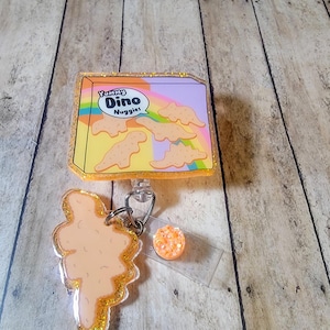 Dino nuggets badge reel, medical badge reel, nurse badge reel, cute badge reel, retractable badge reel, chicken nuggets, nuggies, dinosaur