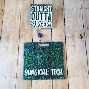 Straight outta surgery badge reel/glitter badge reel/glitter lanyard/surgery badge reel/funny badge reel/cute badge reel
