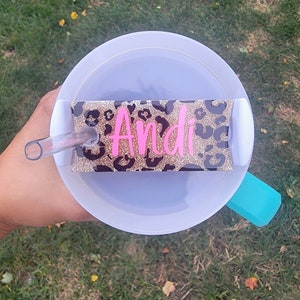 Leopard Print stanley tumbler tag ,personalization name plate, name tag for tumbler, custom tumbler tag, 20/30/4 ounce tag