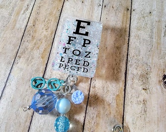 Eye chart badge reel/eye doctor/ophthalmologist/optometrist/glasses/ optical /eye exam/eye care/vision/eye/medical /nurse/