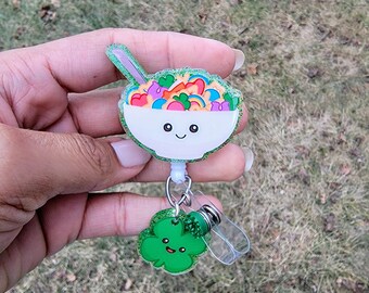 Lucky charms badge reel, lucky charms cereal, st Patrick's day badge reel, cereal bowl badge reel, cute badge reel, st. Pattys day badge