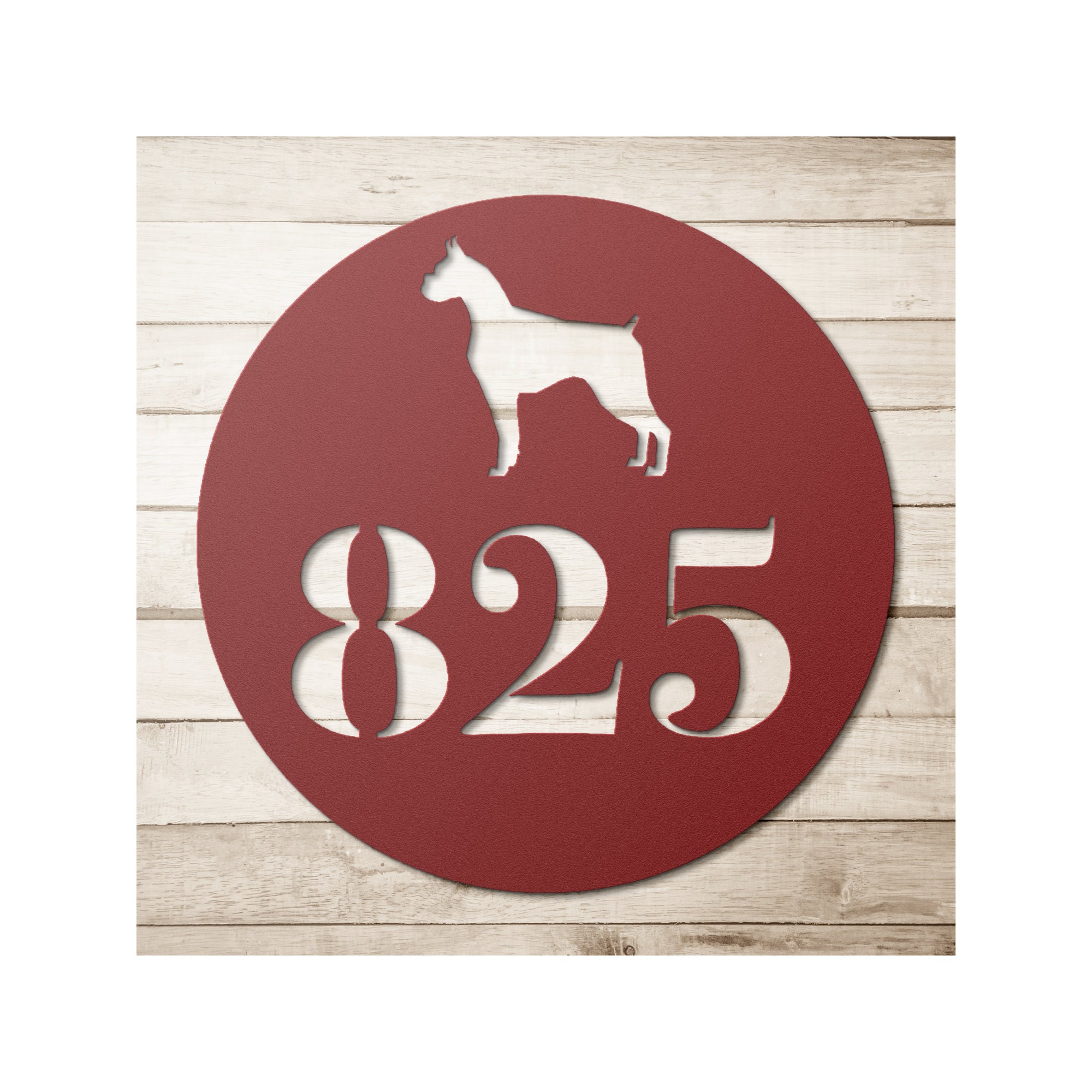 Round Boxer Dog Silhouette Address Sign - Etsy