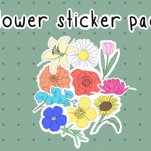 Homemade Flower Sticker Pack - 10 stickers