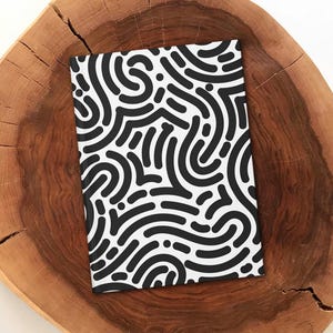 Modern Abstract Hardcover Journal | Black and White Design | Stylish Notebook for Writers, Artists, Gifts for Students, Minimalist Decor,