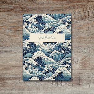 Personalized Ocean Waves Hardcover Journal, Custom Nautical Notepad, Gift for Writers, Marine Art Diary, Coastal Decor