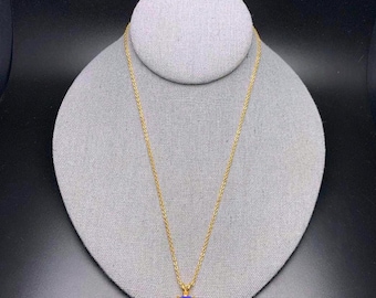 S Lind 14K GE Pendant Necklace Gold Electroplate Aurora Borealis