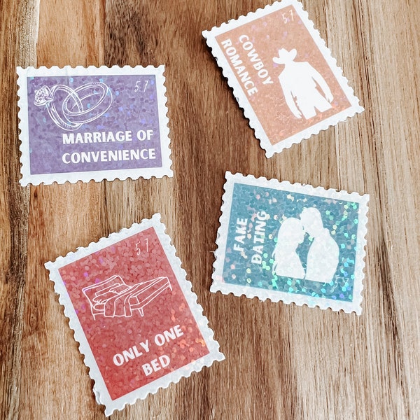 Sticker - Romance Trope Stamp Bundle - Holographic - Romance Book Tropes - Bookish - Cowboy Romance - Fake Dating