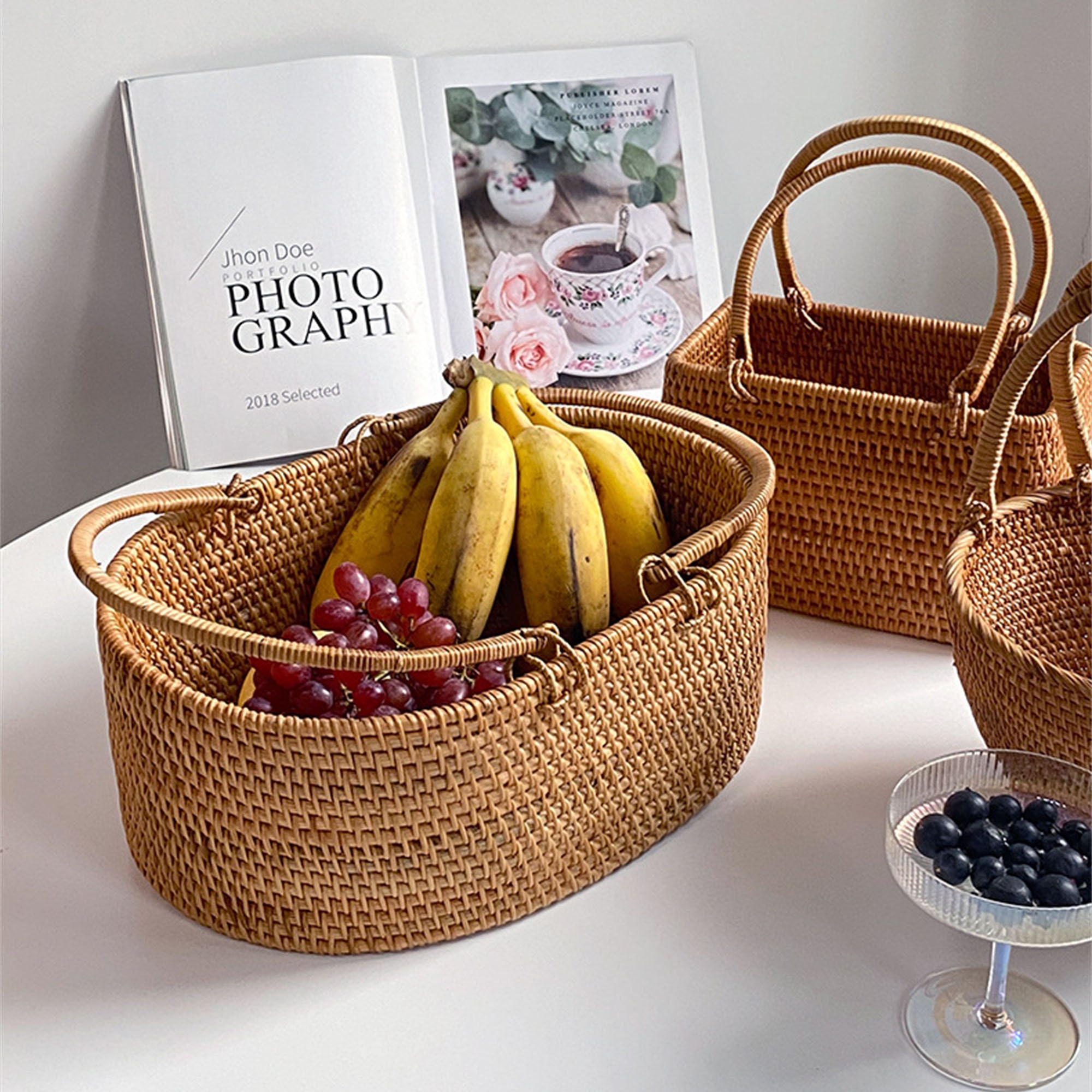 Rattan Picnic Basket Design Lunch Box with Zipper Closure