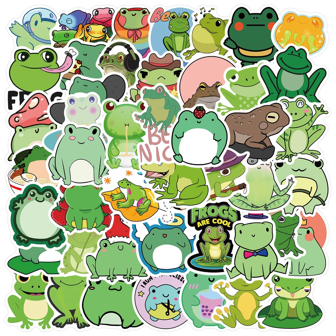 50 Pcs Frog Sticker Pack Cartoon Vinyl Waterproof Sticker for Water ...