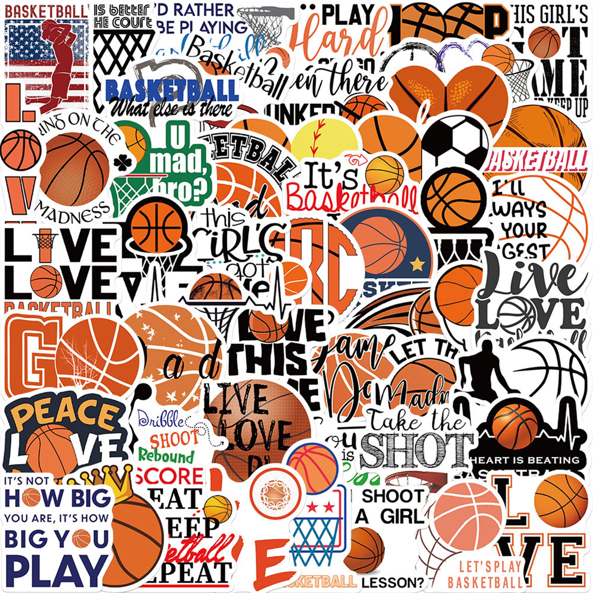 50 Pcs Basketball Sticker Pack Waterproof Sports Sticker for Etsy