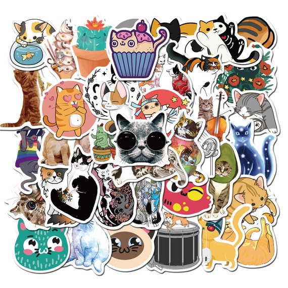 Colorful Cartoon Cat Sticker Pack