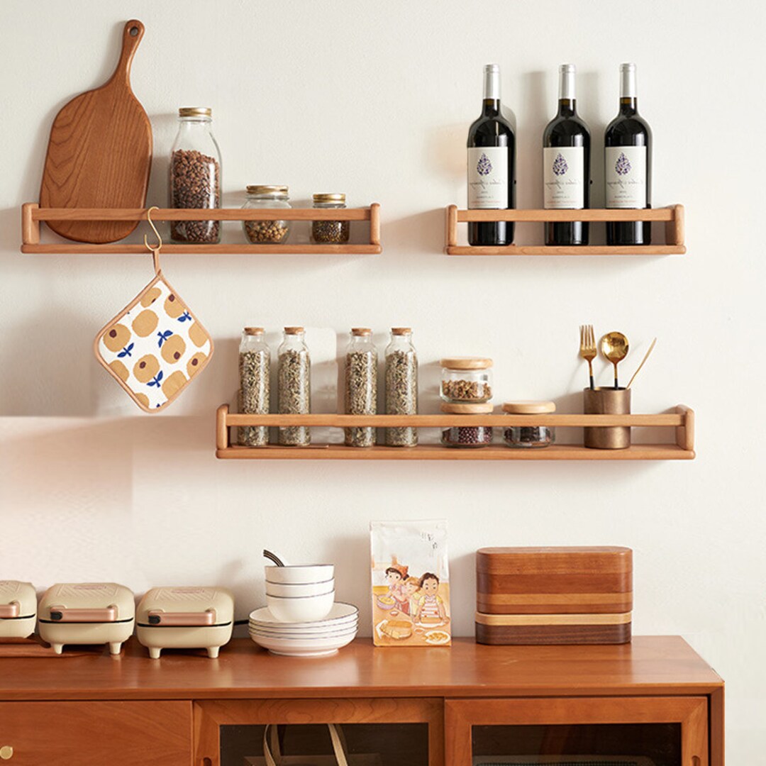 Cherry Wood, Walnut Floating Shelf, Photo Wall, Decorative Wood Shelves