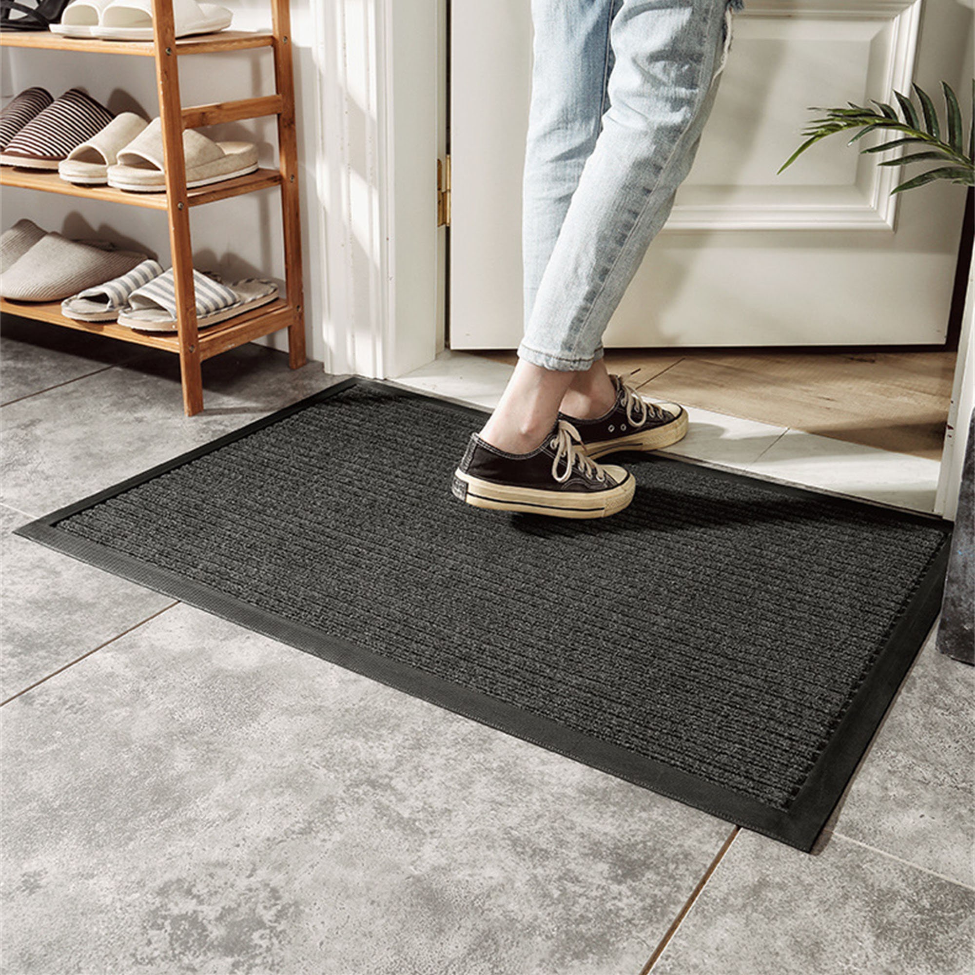 Ultralux Scraper Entrance Mat, Polypropylene Fibers and Anti-Slip Vinyl  Backed Indoor Entry Rug Doormat, Brown