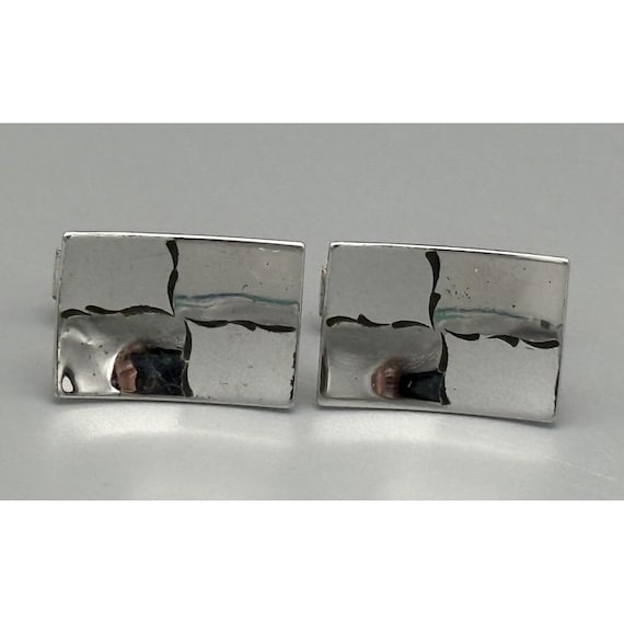 Vintage Cufflinks Sterling Rectangular Mid-centur… - image 1