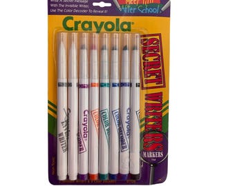 Jahrgang 1993 Crayola SECRET WRITERS dünne Marker 8 Pack unsichtbare Tinte NOS