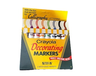 Vintage 1983 Crayola Decorating Marker Kalligraphie Schriftzug Waschbar 8 Pack NOS