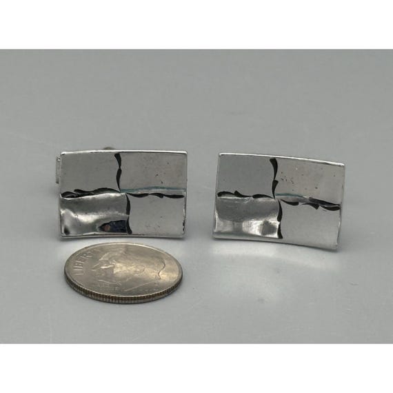 Vintage Cufflinks Sterling Rectangular Mid-centur… - image 3