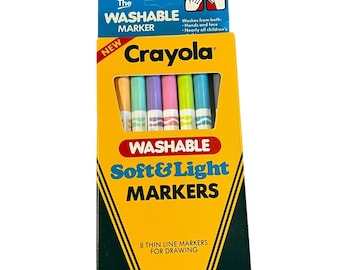 Vintage 1987 Crayola SOFT & LIGHT Pastell Waschbar Dünne Markierungen 8 Pack NOS