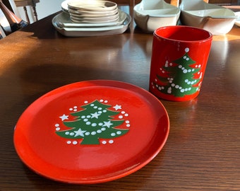 Cafetière De Noël Waechtersbach - Pot à Café Céramique Rouge - Arbre De Noël - Allemagne