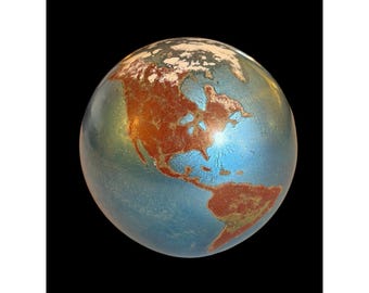 Vintage 2000 James Lundberg Studios World Globe Art Glass Paperweight Signed 3"
