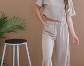 She Is Fierce Lounge Set in Khaki