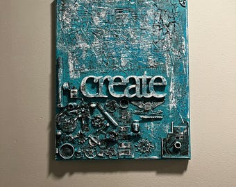 12 x 10 Mixed Media Collage, Original Art, Wall Art, Modern Art, Mixed Media Art, Assemblage Art, Steampunk Art "Creation"