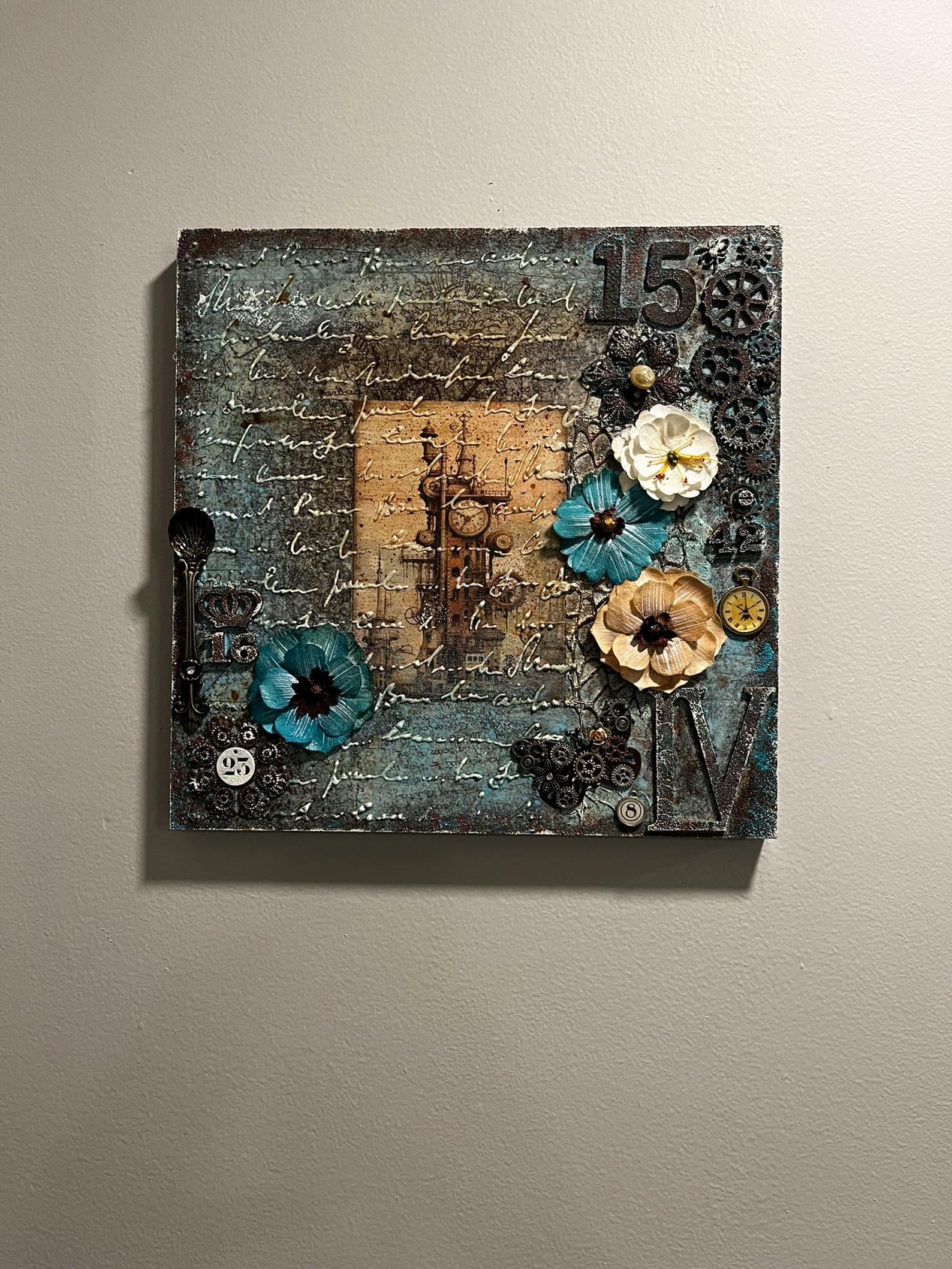 12 X 12 Mixed Media Collage, Original Art, Wall Art, Modern Art, Mixed ...
