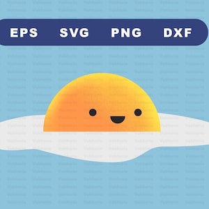 Sunny Side Up Egg - Svg, Dxf, Eps, Png, Vector Art, Clipart, Cut File, Cute Egg Cartoon, Egg Yolk Smile Svg, Breakfast Food Svg