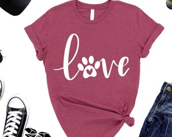 Dog Paw Love Shirt, Animal Lover Tee
