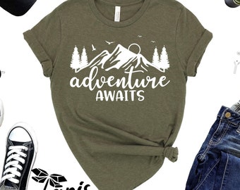 Adventure Awaits Shirt, Camping Hiking Tee