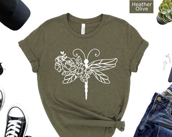 Botanical Dragonfly Shirt: Boho Women's Nature Tee