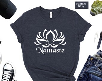 Namaste T-shirt, Yoga Shirt, Lotus Flower Tee Meditation Outfit, Gift for Yogi
