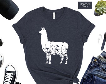Floral Llama Shirt, Animal Lover Gift Tee