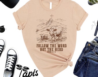 Christian Cow Shirt, Bible Verse Western Tee, Isaiah 8:11