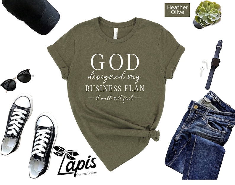 God Designed My Business Plan Shirt, Christian Motivational Tee image 2