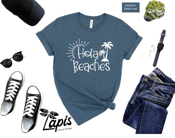 Hola Beaches Hello Beach Vacation Vacay Family T-Shirt Cute Hola Beaches Hello Beach Vacation Vacay Family T-Shirt Cute