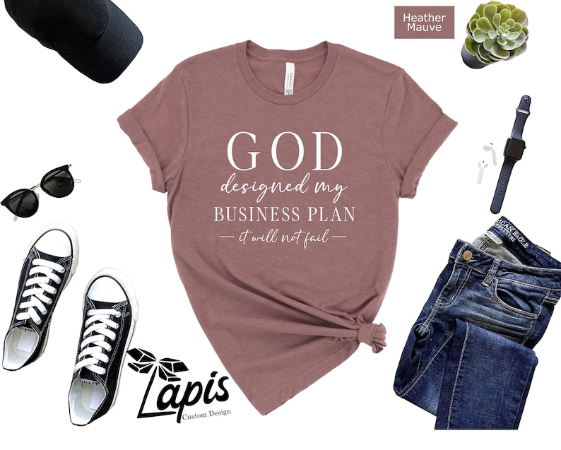 God Designed My Business Plan Shirt, Christian Motivational Tee image 6